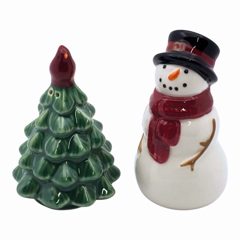 NIB! Yuletide Snowman and Tree Salt & Pepper Shaker Set by St Nicholas Square